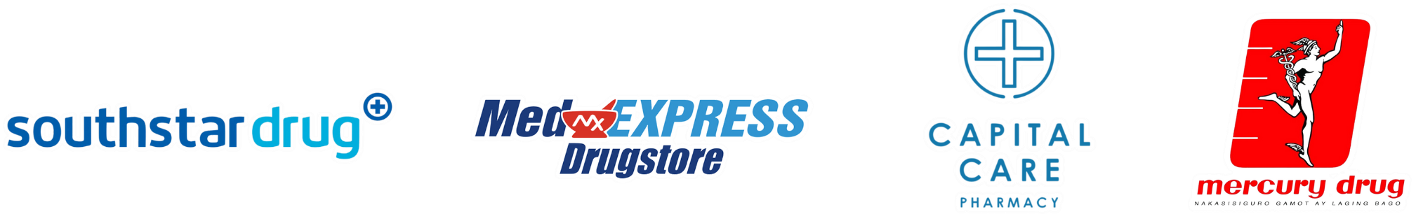 Mercury Drug, Southstar Drug, Watsons, Med Express Drugstore, Capital Care Pharmacy